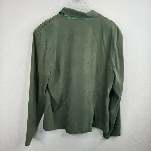 Sag Harbor Women's Jacket & Dress 2 Piece Suit Set Solid Olive Green - Picture 9 of 15